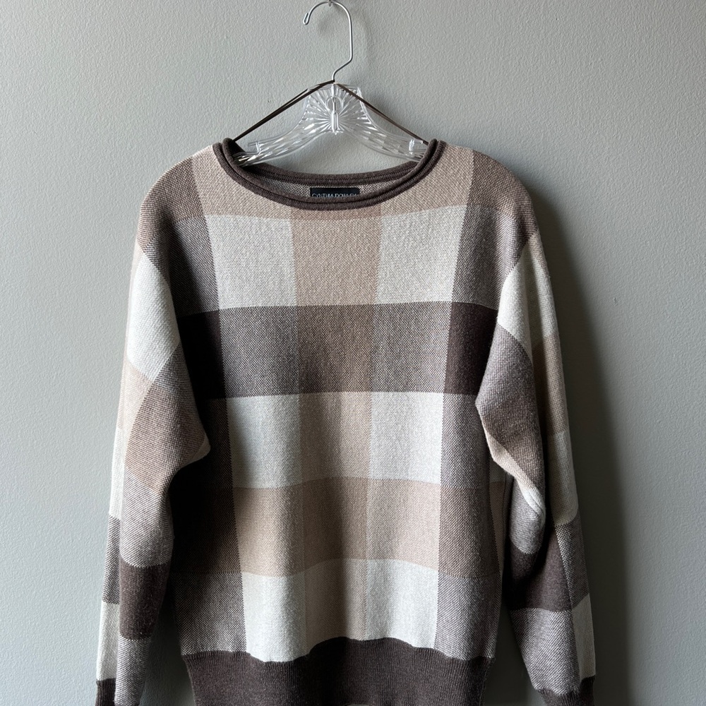 Cynthia Rowley Women’s Beige Plaid Sweater